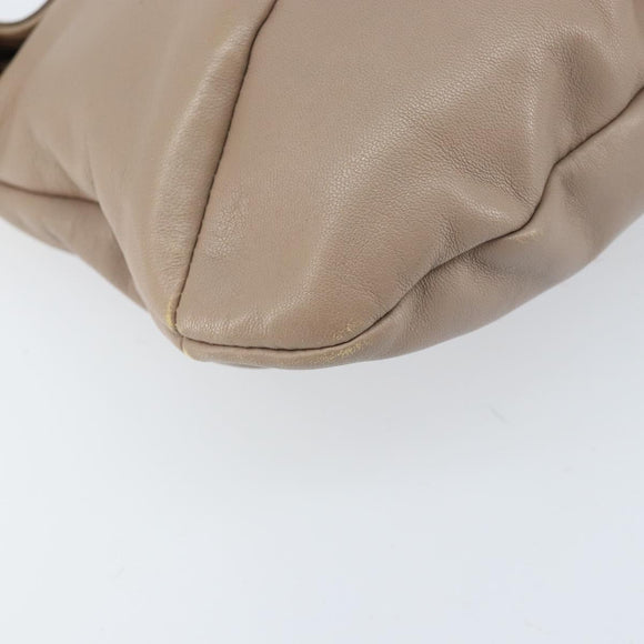 Salvatore Ferragamo Gancini Hand Bag Leather Beige Gold Auth BA10615