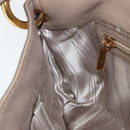 Salvatore Ferragamo Gancini Hand Bag Leather Beige Gold Auth BA10615-19
