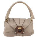 Salvatore Ferragamo Gancini Hand Bag Leather Beige Gold Auth BA10615-2