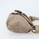 Salvatore Ferragamo Gancini Hand Bag Leather Beige Gold Auth BA10615-4