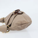 Salvatore Ferragamo Gancini Hand Bag Leather Beige Gold Auth BA10615-5
