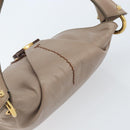 Salvatore Ferragamo Gancini Hand Bag Leather Beige Gold Auth BA10615-6