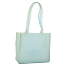 CHANEL Tote Bag Rubber Green CC Auth BA10618-1