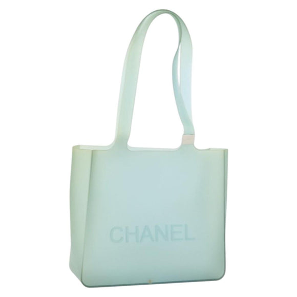 CHANEL Tote Bag Rubber Green CC Auth BA10618