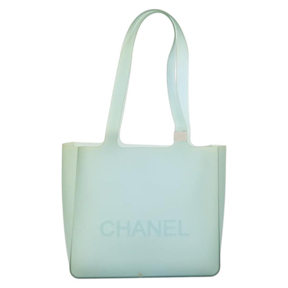 CHANEL Tote Bag Rubber Green CC Auth BA10618