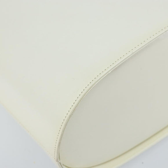 Salvatore Ferragamo Vala Shoulder Bag Leather White Silver Auth BA10620