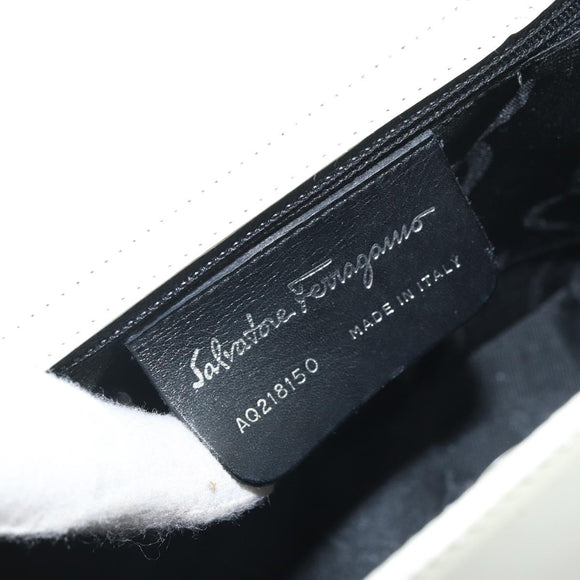 Salvatore Ferragamo Vala Shoulder Bag Leather White Silver Auth BA10620