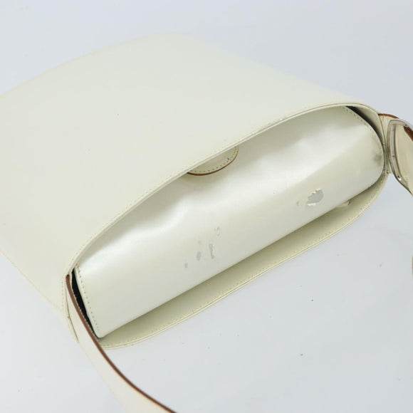 Salvatore Ferragamo Vala Shoulder Bag Leather White Silver Auth BA10620