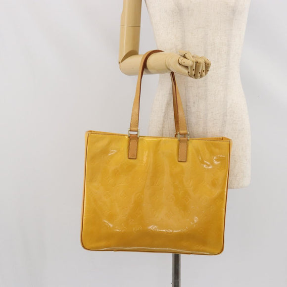 LOUIS VUITTON Monogram Vernis Columbus Tote Bag Lime Yellow M91047 Auth BA10623