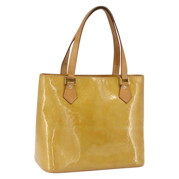LOUIS VUITTON Monogram Vernis Houston Hand Bag Beige M91004 LV Auth BA10625
