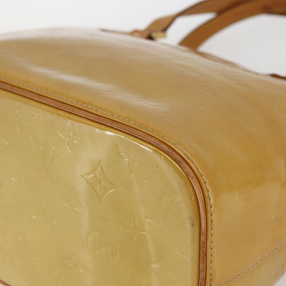 LOUIS VUITTON Monogram Vernis Houston Hand Bag Beige M91004 LV Auth BA10625