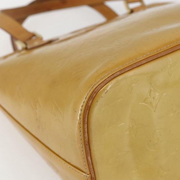 LOUIS VUITTON Monogram Vernis Houston Hand Bag Beige M91004 LV Auth BA10625