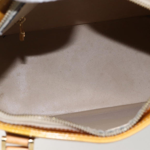 LOUIS VUITTON Monogram Vernis Houston Hand Bag Beige M91004 LV Auth BA10625