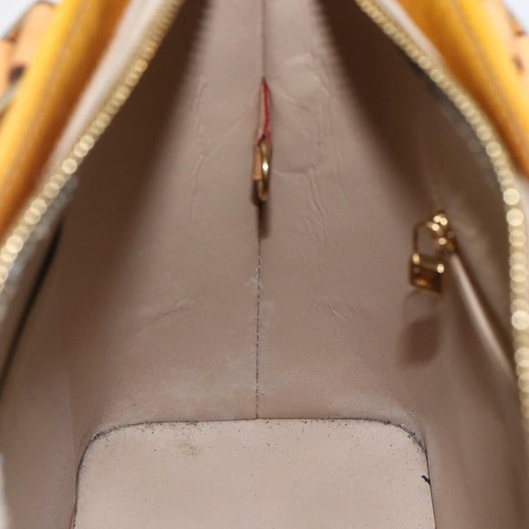 LOUIS VUITTON Monogram Vernis Houston Hand Bag Beige M91004 LV Auth BA10625