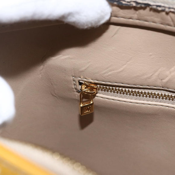 LOUIS VUITTON Monogram Vernis Houston Hand Bag Beige M91004 LV Auth BA10625