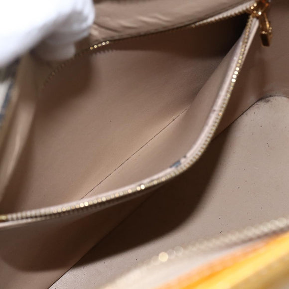 LOUIS VUITTON Monogram Vernis Houston Hand Bag Beige M91004 LV Auth BA10625