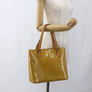 LOUIS VUITTON Monogram Vernis Houston Hand Bag Beige M91004 LV Auth BA10625-23
