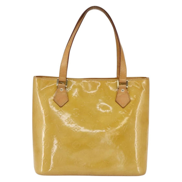 LOUIS VUITTON Monogram Vernis Houston Hand Bag Beige M91004 LV Auth BA10625