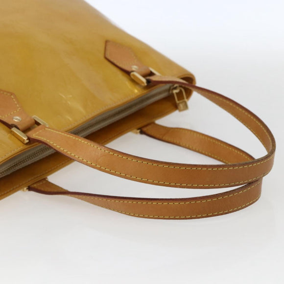 LOUIS VUITTON Monogram Vernis Houston Hand Bag Beige M91004 LV Auth BA10625