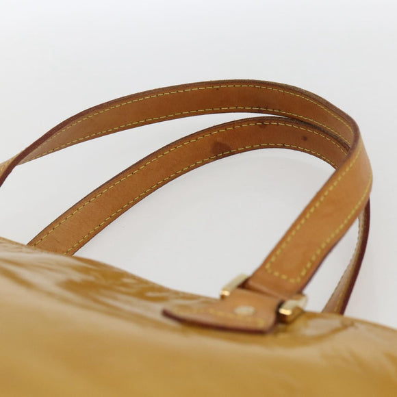 LOUIS VUITTON Monogram Vernis Houston Hand Bag Beige M91004 LV Auth BA10625