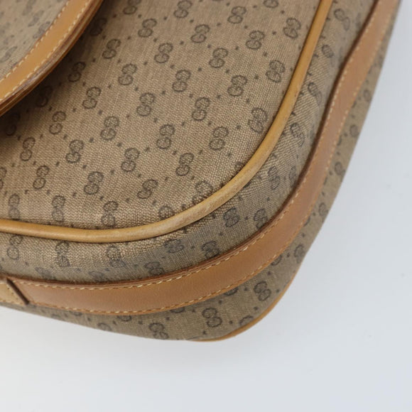 GUCCI Micro GG Supreme Web Sherry Line Shoulder Bag PVC Beige Gold Auth BA10628
