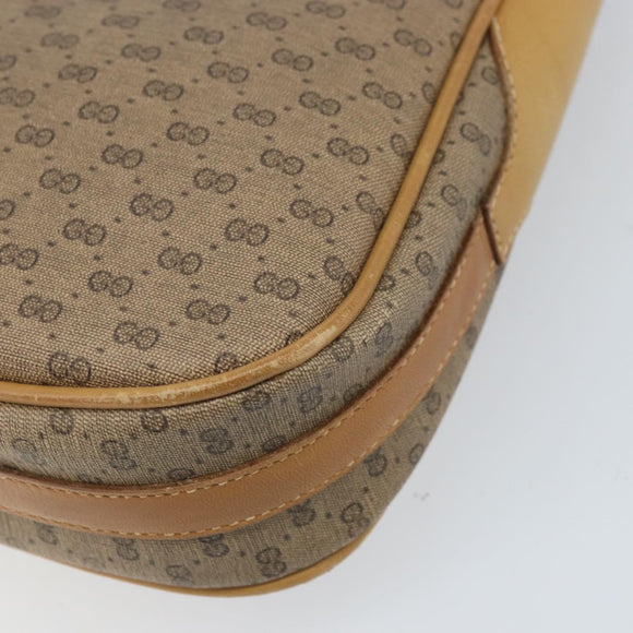 GUCCI Micro GG Supreme Web Sherry Line Shoulder Bag PVC Beige Gold Auth BA10628