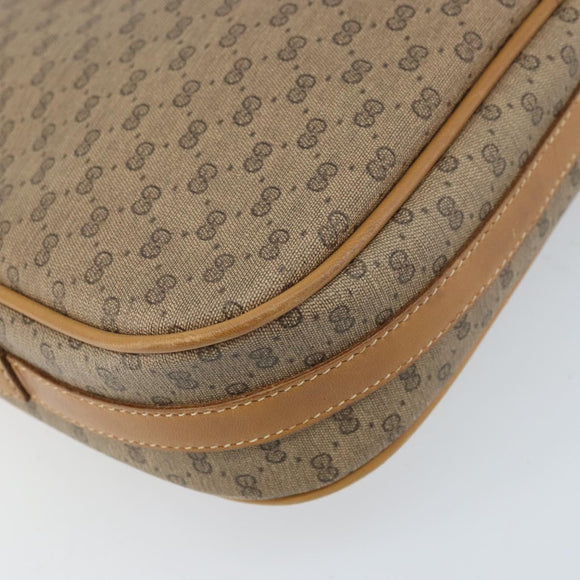 GUCCI Micro GG Supreme Web Sherry Line Shoulder Bag PVC Beige Gold Auth BA10628