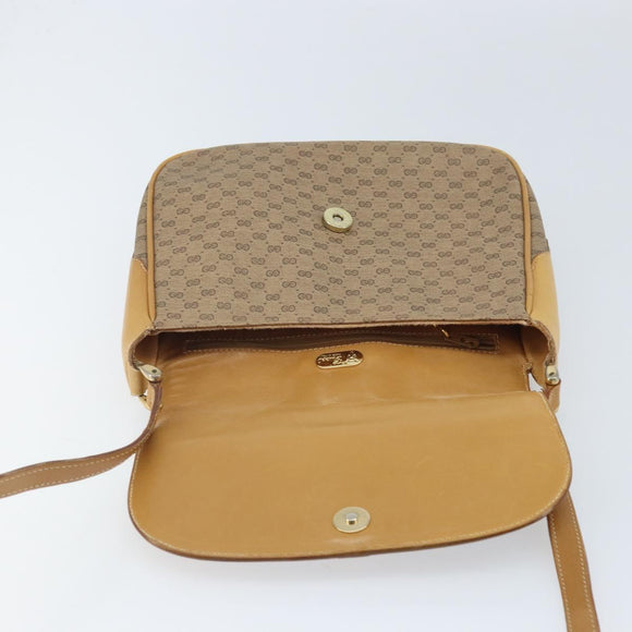 GUCCI Micro GG Supreme Web Sherry Line Shoulder Bag PVC Beige Gold Auth BA10628