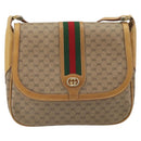 GUCCI Micro GG Supreme Web Sherry Line Shoulder Bag PVC Beige Gold Auth BA10628-13