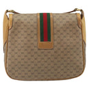 GUCCI Micro GG Supreme Web Sherry Line Shoulder Bag PVC Beige Gold Auth BA10628-2