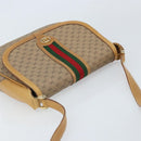 GUCCI Micro GG Supreme Web Sherry Line Shoulder Bag PVC Beige Gold Auth BA10628-6