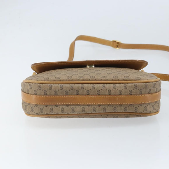 GUCCI Micro GG Supreme Web Sherry Line Shoulder Bag PVC Beige Gold Auth BA10628