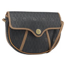 Christian Dior Honeycomb Canvas Shoulder Bag PVC Black Gold Auth BA10631-1