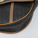 Christian Dior Honeycomb Canvas Shoulder Bag PVC Black Gold Auth BA10631-10