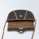 Christian Dior Honeycomb Canvas Shoulder Bag PVC Black Gold Auth BA10631-15