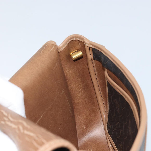 Christian Dior Honeycomb Canvas Shoulder Bag PVC Black Gold Auth BA10631