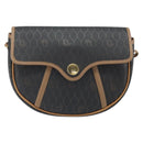 Christian Dior Honeycomb Canvas Shoulder Bag PVC Black Gold Auth BA10631-2