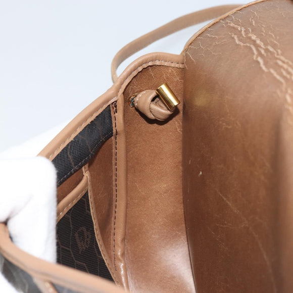Christian Dior Honeycomb Canvas Shoulder Bag PVC Black Gold Auth BA10631