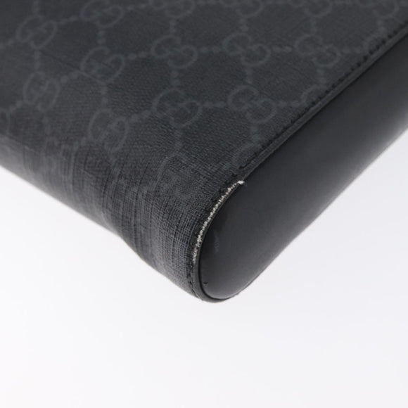 GUCCI GG Supreme Sherry Line Shoulder Bag PVC Black Silver 523599 Auth BA10640