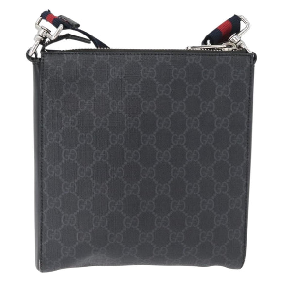 GUCCI GG Supreme Sherry Line Shoulder Bag PVC Black Silver 523599 Auth BA10640