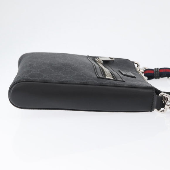 GUCCI GG Supreme Sherry Line Shoulder Bag PVC Black Silver 523599 Auth BA10640