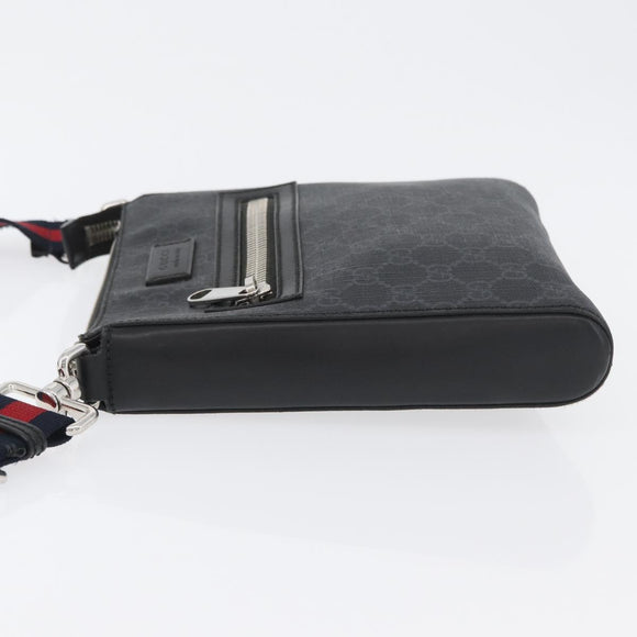 GUCCI GG Supreme Sherry Line Shoulder Bag PVC Black Silver 523599 Auth BA10640