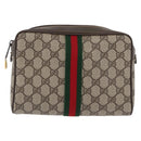 GUCCI GG Supreme Web Sherry Line Clutch Bag PVC Beige Gold 010 378 Auth BA10641-2