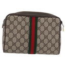 GUCCI GG Supreme Web Sherry Line Clutch Bag PVC Beige Gold 010 378 Auth BA10641-3