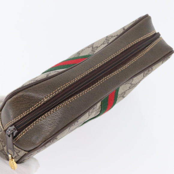 GUCCI GG Supreme Web Sherry Line Clutch Bag PVC Beige Gold 010 378 Auth BA10641