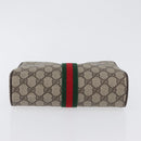 GUCCI GG Supreme Web Sherry Line Clutch Bag PVC Beige Gold 010 378 Auth BA10641-7