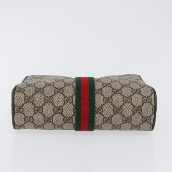 GUCCI GG Supreme Web Sherry Line Clutch Bag PVC Beige Gold 010 378 Auth BA10641