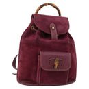 GUCCI Bamboo Backpack Suede Purple Gold 003 1705 0030 Auth BA10642-1
