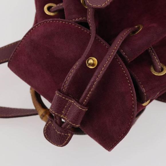 GUCCI Bamboo Backpack Suede Purple Gold 003 1705 0030 Auth BA10642