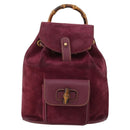GUCCI Bamboo Backpack Suede Purple Gold 003 1705 0030 Auth BA10642-2